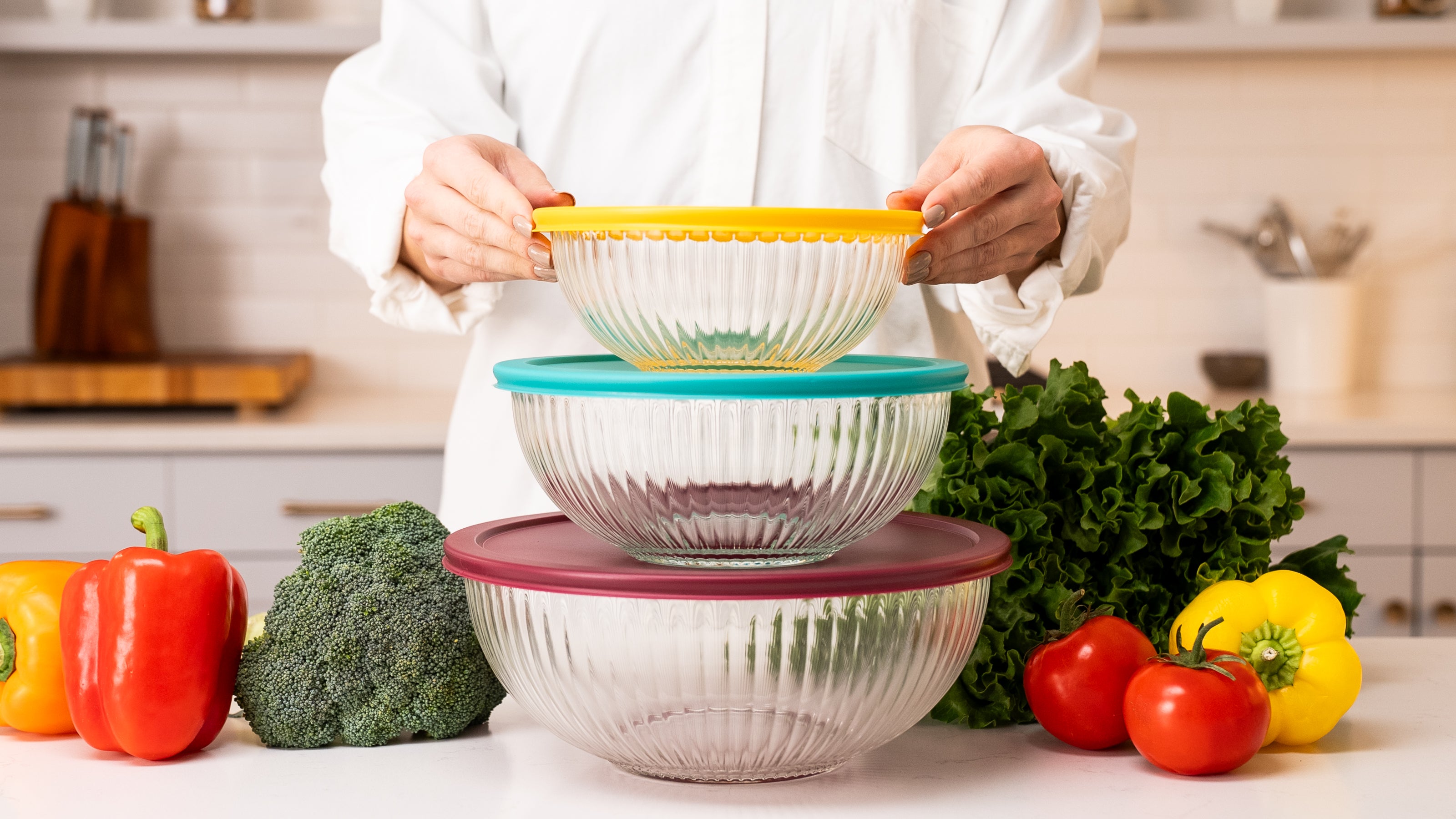 Ceywa glass bowls with lids set